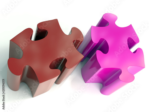 Two color jigsaw puzzle pieces