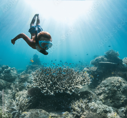 Boy snorkeling in sea