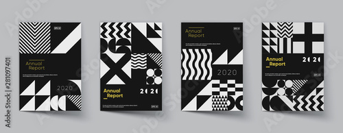 Minimal geometric posters set. Trendy design. Eps10 vector.