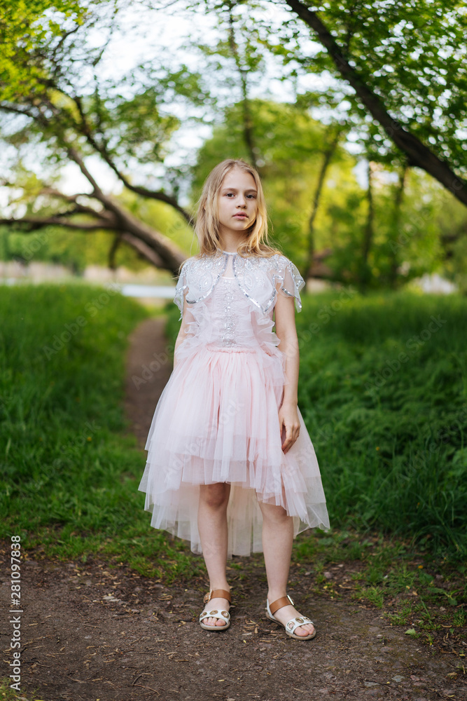 Beautiful little girl wearing fluffy dress Stock Photo Adobe Stock