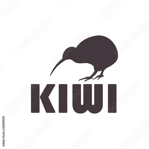 Kiwi Bird silhouette illustration. No background.