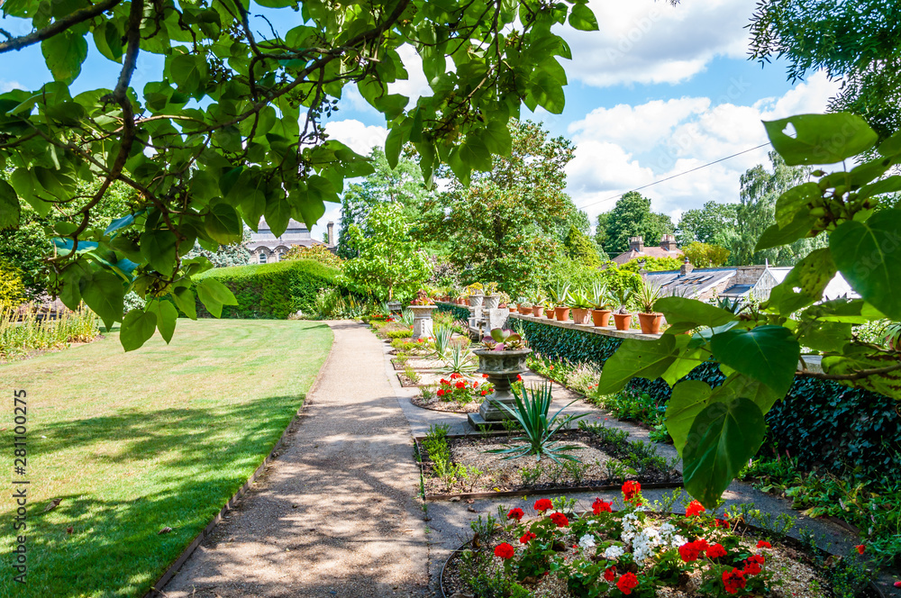 London, UK - July 20, 2019:Kitchen Garden at Myddleton House Gardens,where you'll discover the history and restoration of the garden along with seasonal produce