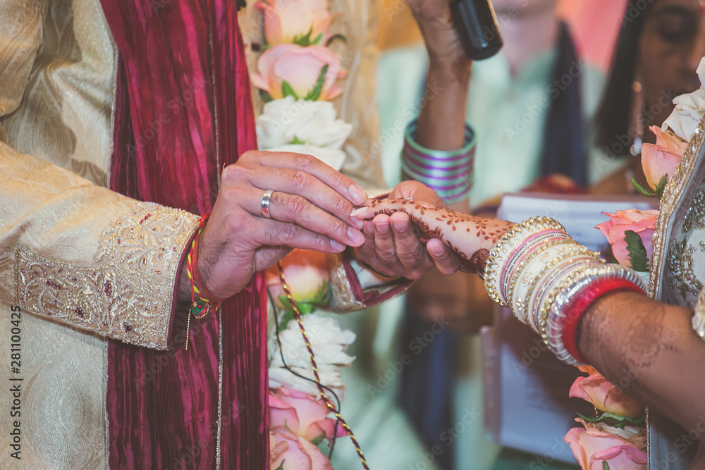 Indian wedding ritual pooja items close up