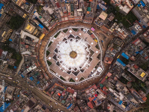 Bird eye view of Boudhanath stupa, Kathmandu, Nepal