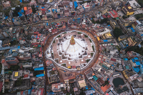 Bird eye view of Boudhanath stupa, Kathmandu, Nepal