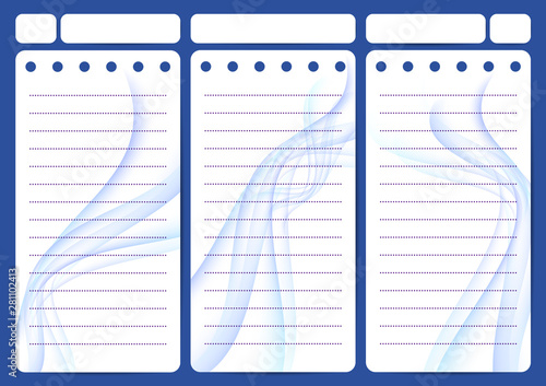 Stylish sheets for a personal diary, template planner. Organizer with notes and to-do list.