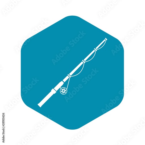 Rod and reel icon. Simple illustration of rod and reel vector icon for web