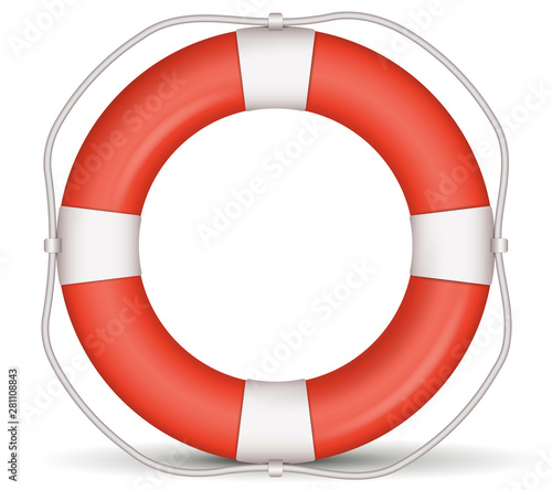 Red Lifebuoy isolated On White Background. Vector Illustration template
