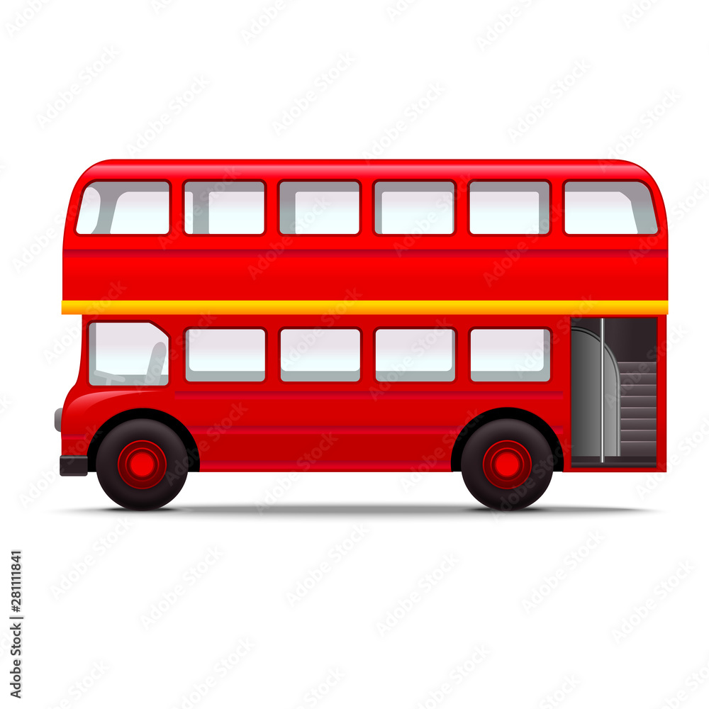 Realistic 3d Detailed London City Bus. Vector