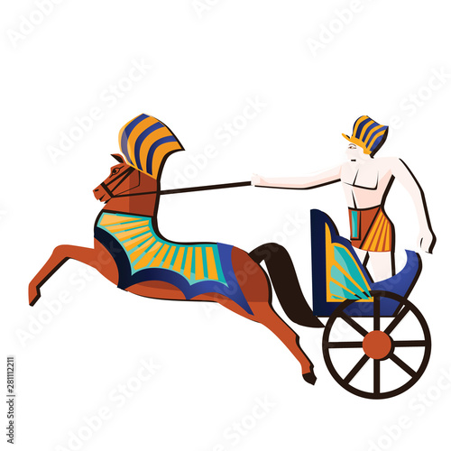 Ancient Egypt wall art or mural element cartoon vector