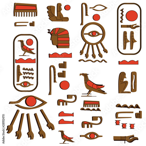 Ancient Egypt hieroglyphs cartoon vector collection