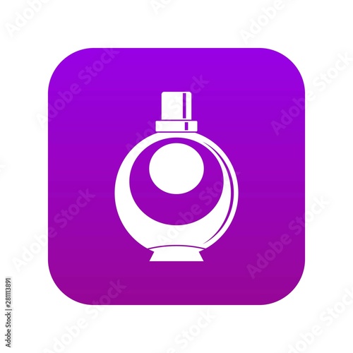 Elegant woman perfume round glass bottle icon digital purple for any design isolated on white vector illustration