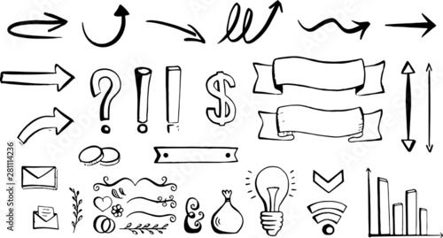 Hand-drawn arrows and symbols for web and print usage