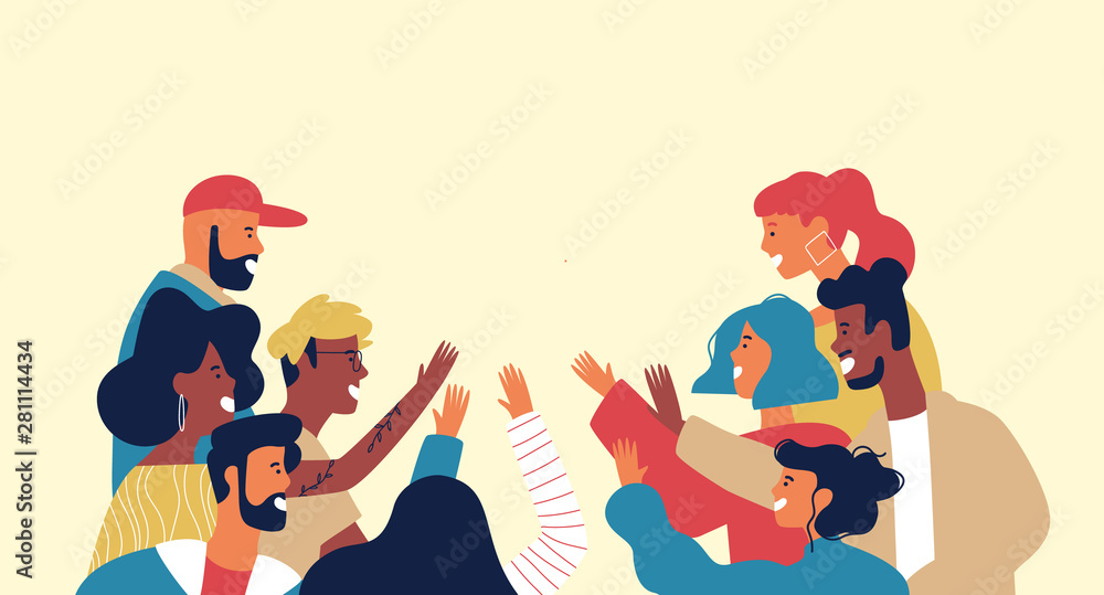 Obraz premium Diverse multi ethnic friend group of young people