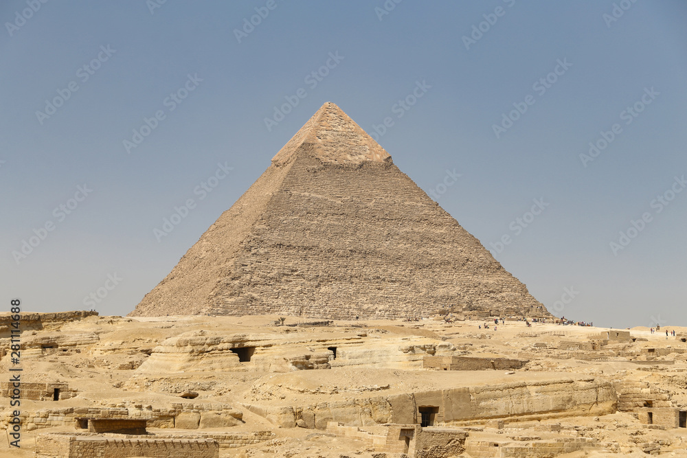 Pyramid of Khafre in Giza Pyramid Complex, Cairo, Egypt Pyramid of Khafre in Giza Pyramid Complex, Cairo, Egypt