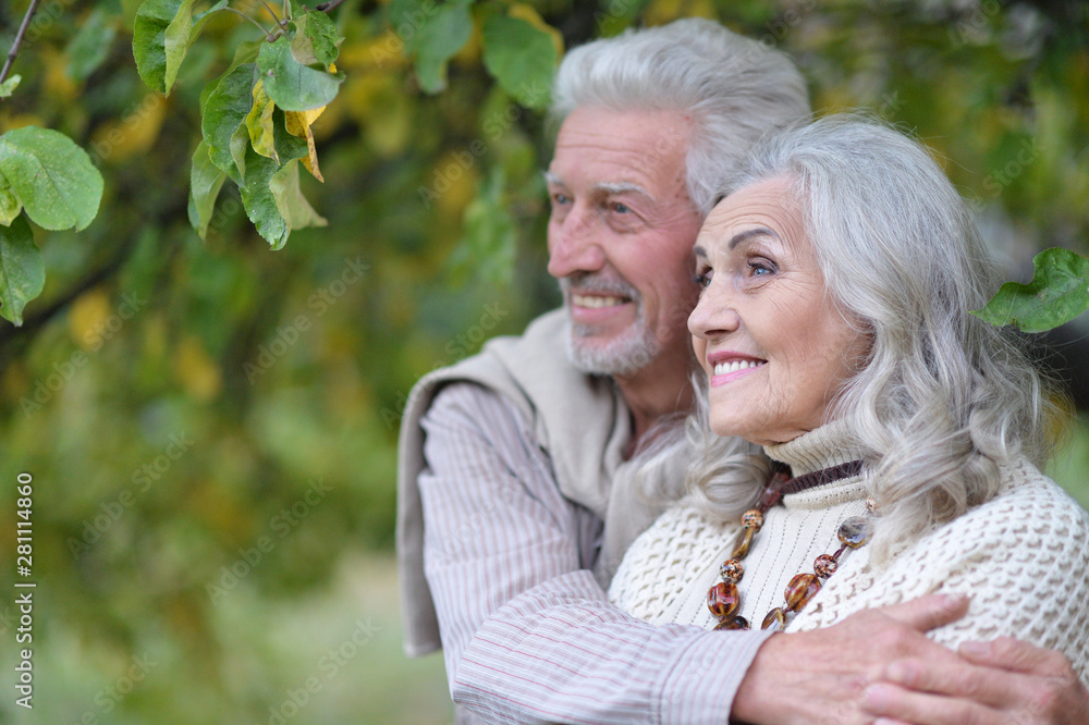 Portrait of beautiful senior couple in the park Portrait of beautiful senior couple in the park