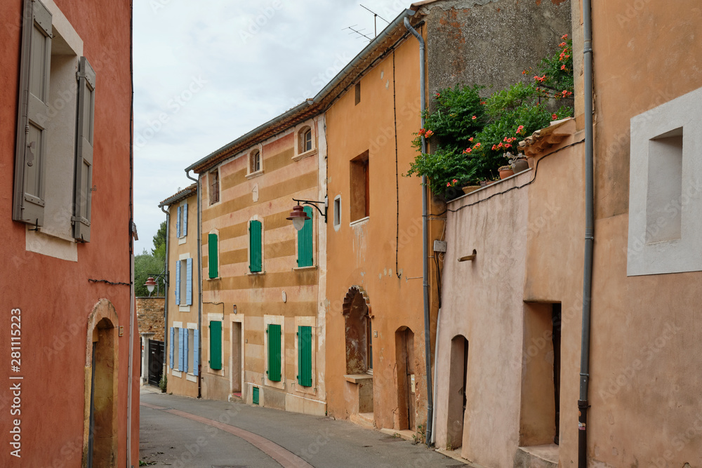 Ochre-coloured buildings in Roussillon, France