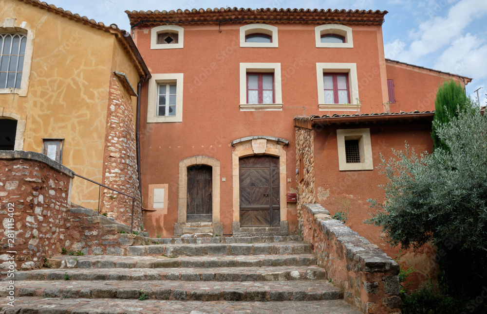 Ochre-coloured buildings in Roussillon, France