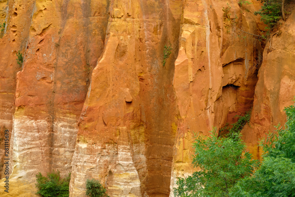 Ochre cliffs at the Provence village of Roussillon, France