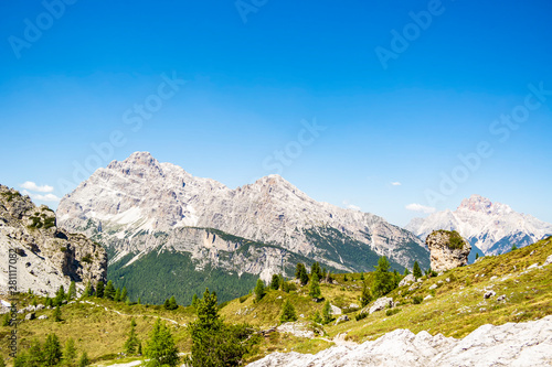 View over the mountains at the Fratelli Fonda Savio refuge, Belluno - Italy