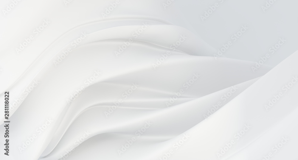 Elegant, luxury white background. Melting a thick white liquid. Expensive background for presentation, banner or business card. Background for cosmetics or jewelry. Wallpaper. 3D rendering.