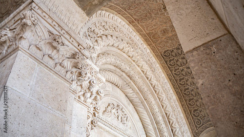 Historical Entrance with Ornaments of the Votive Church and Cathedral of Our Lady of Hungary, Dom in Szeged