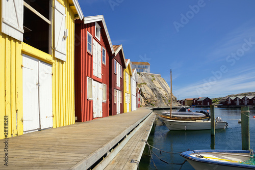 Beautiful landscape view of fishing houses at Kungshamn photo