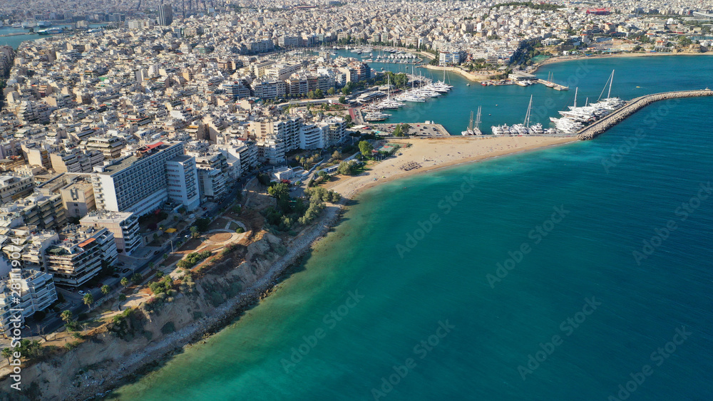 Aerial drone photo of famous Marina and port of Zea in the heart of Piraeus, Attica, Greece