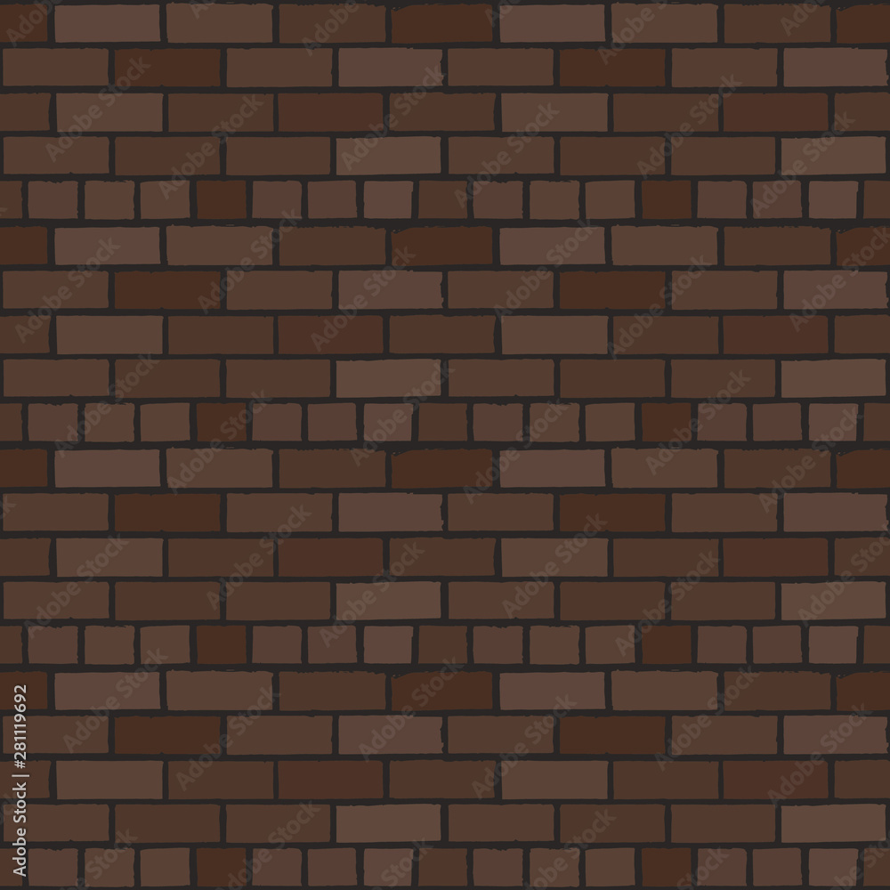 Fototapeta premium Beautiful old brick wall background. Brown brick wall texture. Vintage vector seamless pattern.