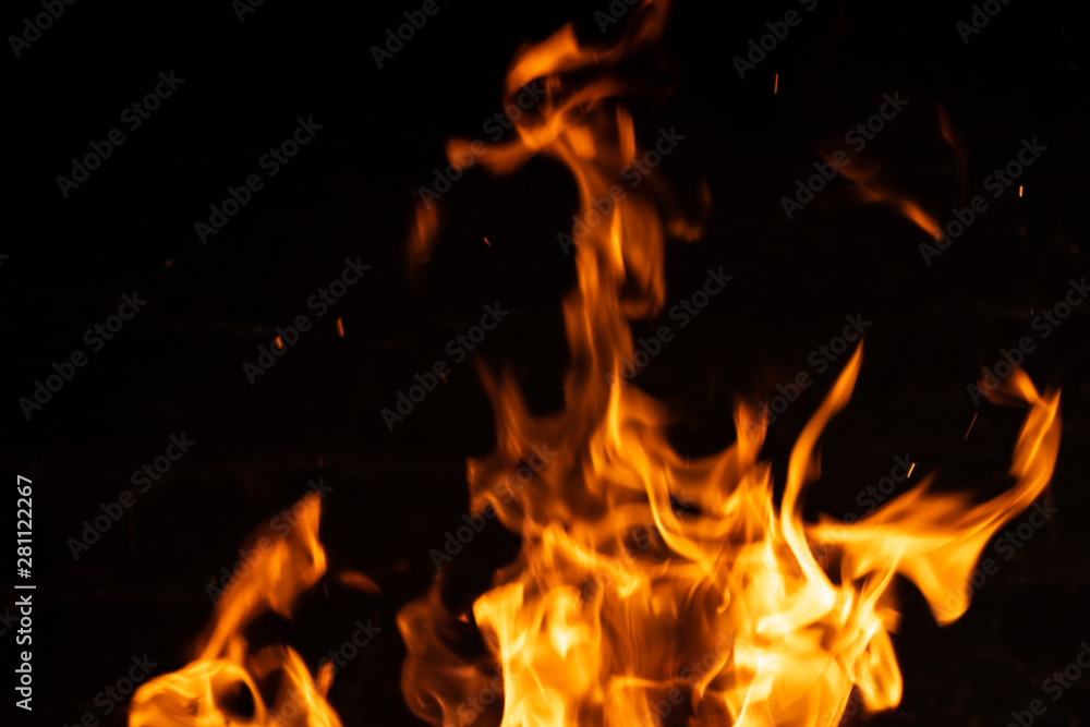strong fire flames on black isolated background strong fire flames on black isolated background
