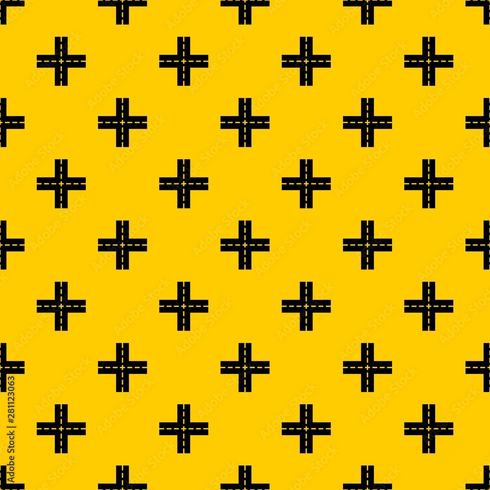 Crossing road pattern seamless vector repeat geometric yellow for any design