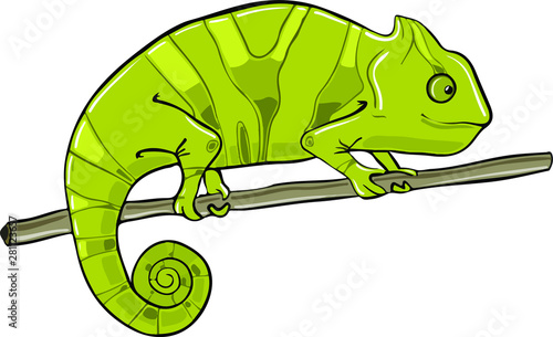 Hand-drawn chameleon isolated for web and print usage