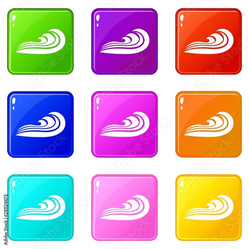 Free Download Wave icons set 9 color collection isolated on white for any design - GFXLoad