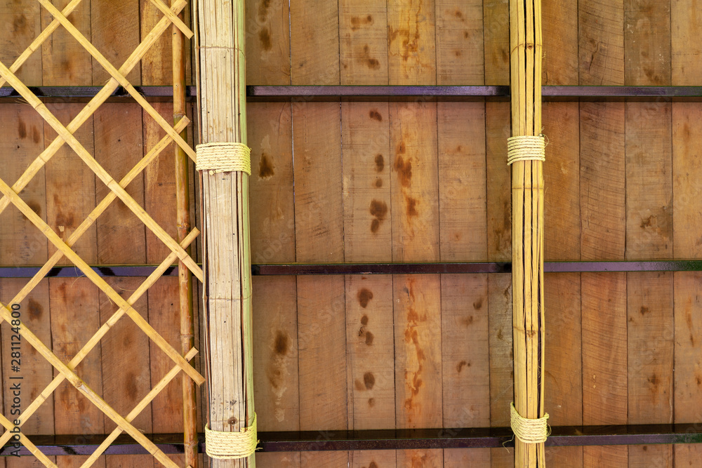 Structure of bamboo huts. Bamboo hut. Bamboo huts for living. The part of the roof is made of bamboo. Structure of bamboo huts. Bamboo hut. Bamboo huts for living. The part of the roof is made of bamboo.