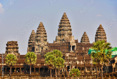 Angkor Wat temple is the largest Hindu temple complex and religious monument in the world. The temple was built by the Khmer King Suryavarman II photo