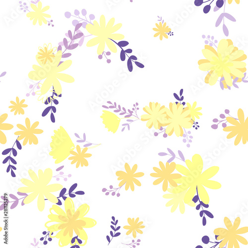 yellow warm simple plain vector smooth flowers in seamless pattern © WI-tuss