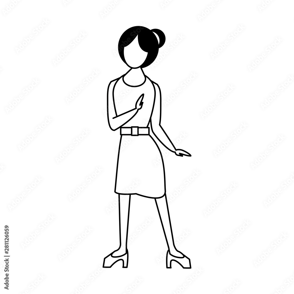 woman young female person cartoon in black and white woman young female person cartoon in black and white