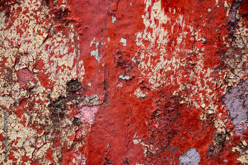 Red and white grunge ugly dirty rough vintage paint texture wall surface background texture