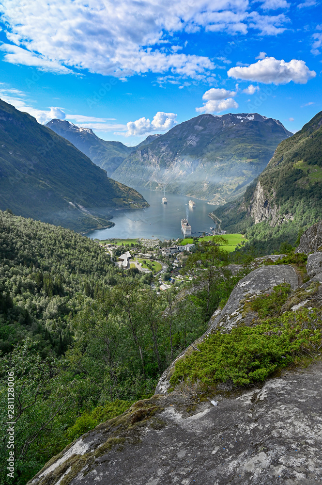 overlooking the town and fjord of Geiranger