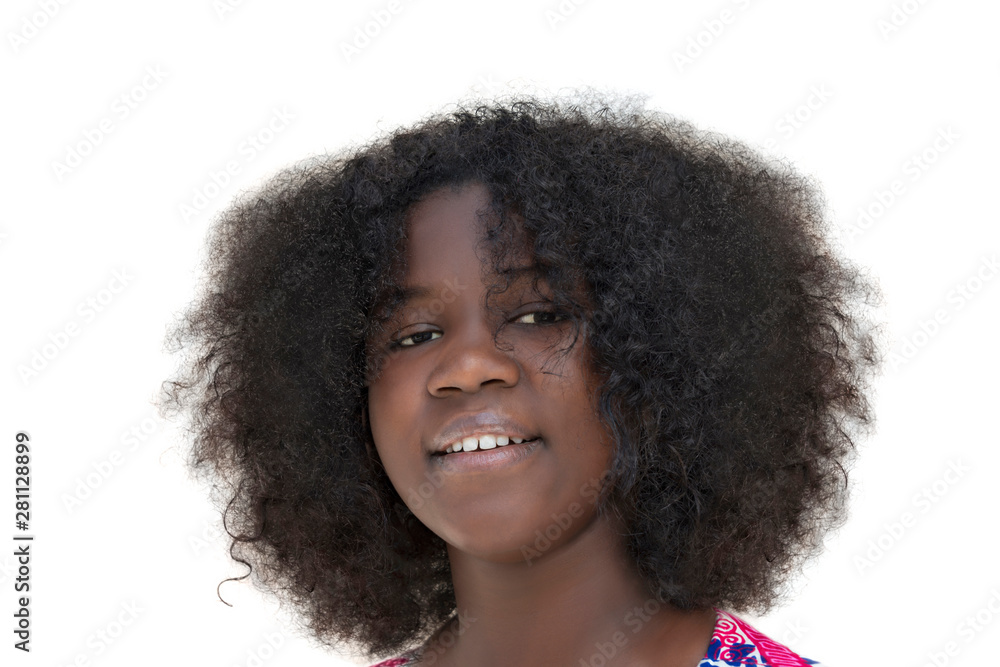 Portrait of a voluptuous and smiling girl, isolated, white background Portrait of a voluptuous and smiling girl, isolated, white background