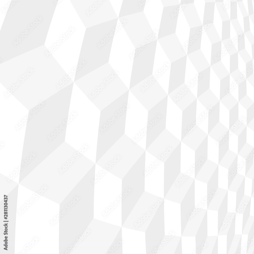 White tile geometric decorative 3d texture - mosaic cubes creative design. Vector distorted background with perspective. White tile geometric decorative 3d texture - mosaic cubes creative design. Vector distorted background with perspective.