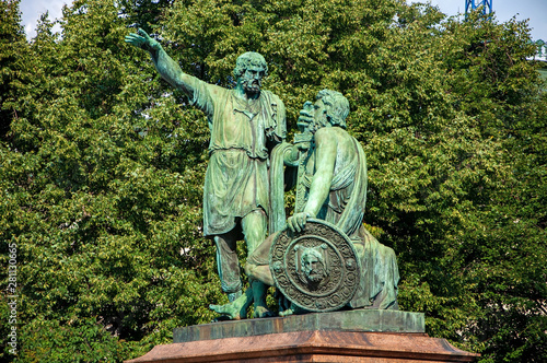 Russia, Moscow- July 27 2019-Monument to Minin and Pozharsky on the Red Square near the Cathedral of St. Basil the Blessed photo