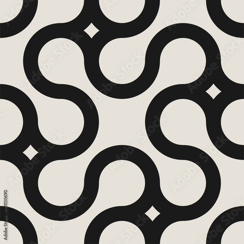 Vector seamless geometric pattern with creative shapes. Endless monochrome background