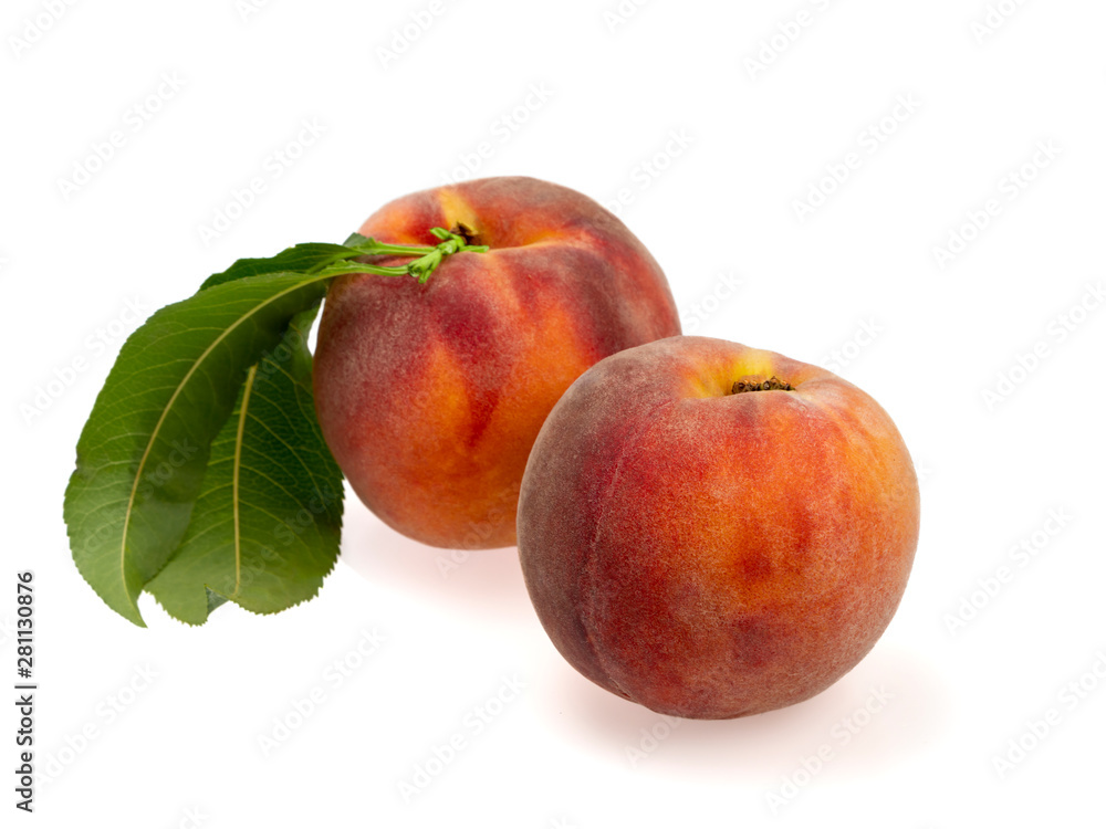 Peaches on a white background. Isolated. Still life. Close-up. Peaches on a white background. Isolated. Still life. Close-up.