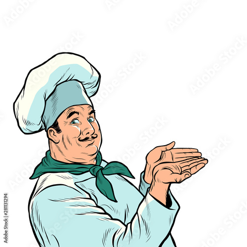 the chef cook presents. food advertising