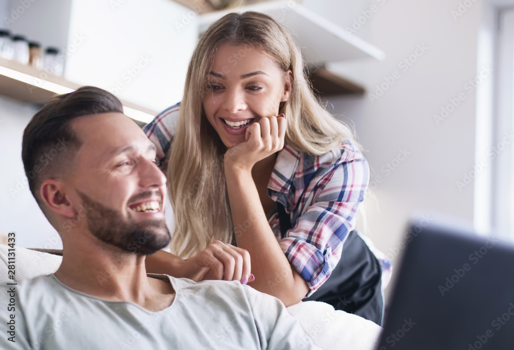 close up. young couple looking at laptop screen. close up. young couple looking at laptop screen.