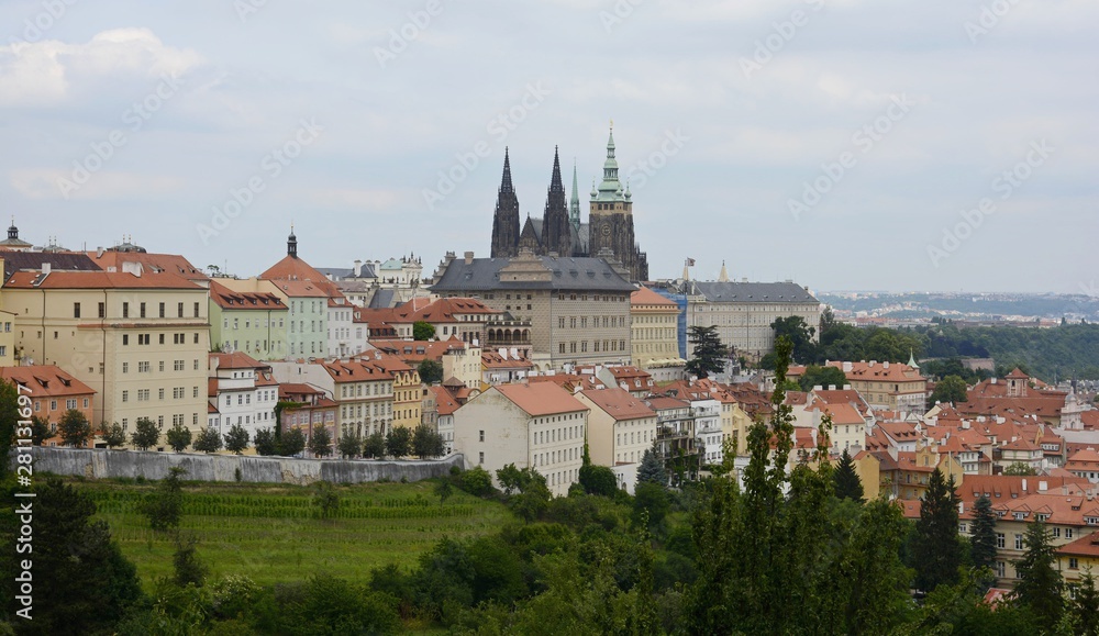 Fototapeta premium Photo of Prague from Petršinsky Hill. Panorama of the old city. Czech