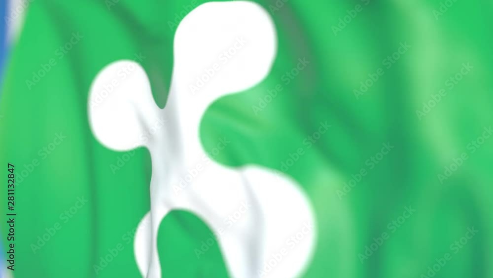 Flying flag of Lombardy, a region of Italy. Close-up, loopable 3D animation Flying flag of Lombardy, a region of Italy. Close-up, loopable 3D animation