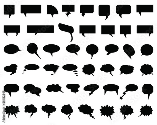 Black bubble speech set on a white background