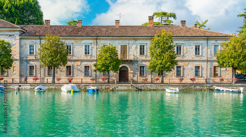 Scenic sight in Peschiera del Garda, village on Lake Garda, in the Province of Verona, Veneto, italy.